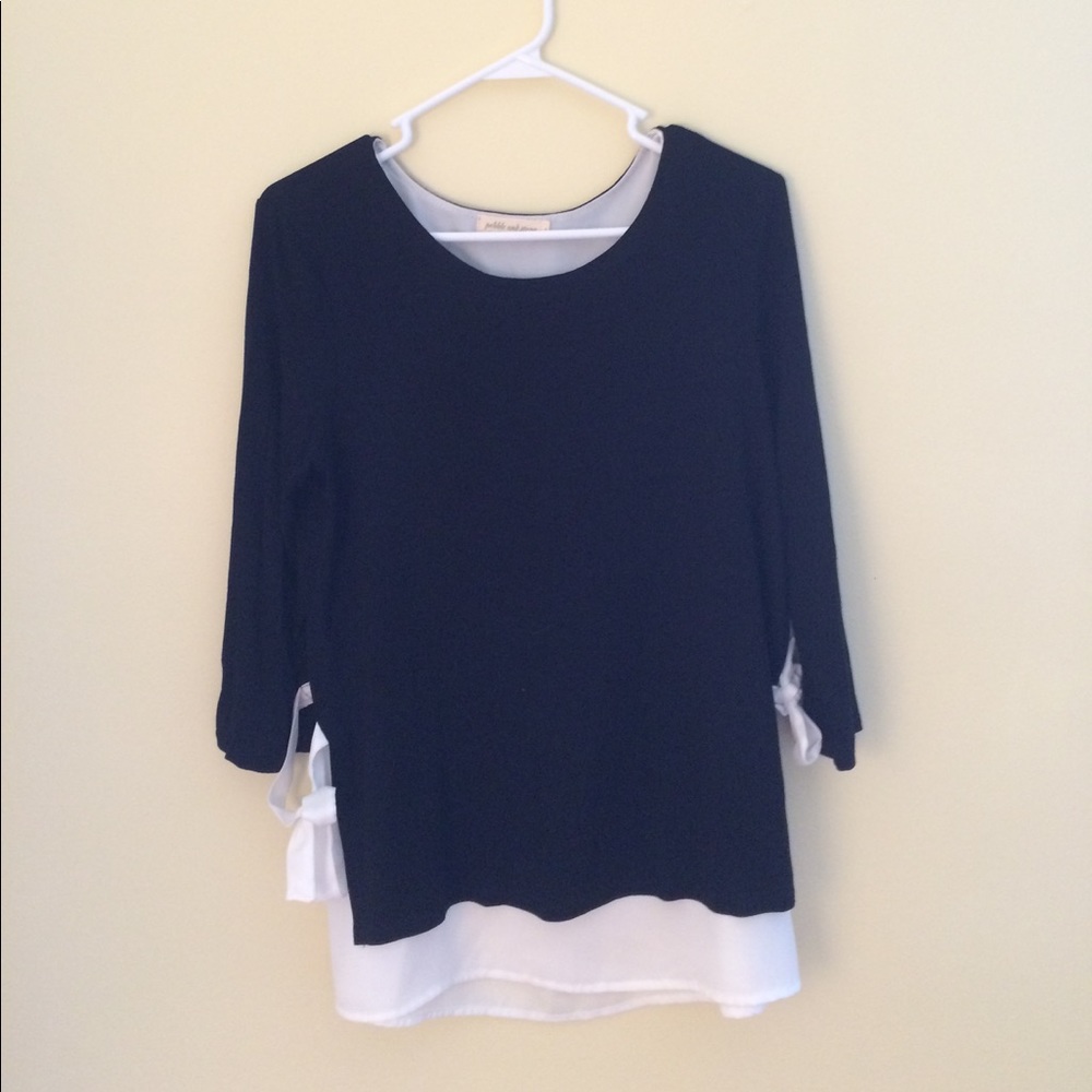 Black and white tied layer shirt